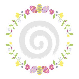 Circle frame with Easter holiday decoration.