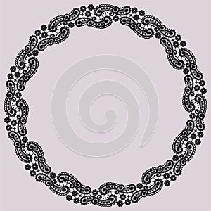 Circle Frame. Lace Vector Background.