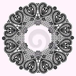 Circle Frame. Lace Vector Background.