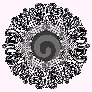 Circle Frame. Lace Vector Background.