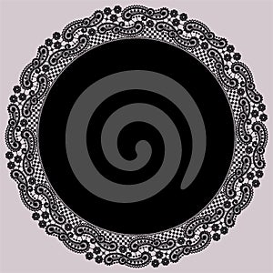 Circle Frame. Lace Vector Background.