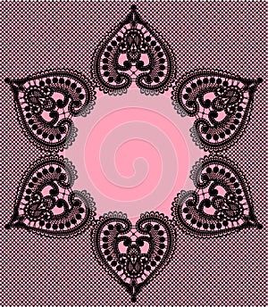 Circle Frame. Lace Vector Background.