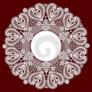 Circle Frame. Lace Vector Background.