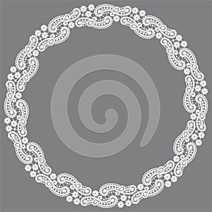 Circle Frame. Lace Vector Background.