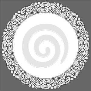 Circle Frame. Lace Vector Background.