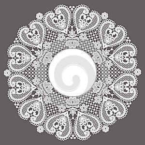 Circle Frame. Lace Vector Background.