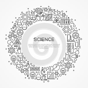 Circle Frame with Scientific Line Icons