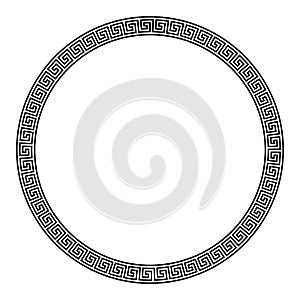 Circle frame with seamless meander pattern, border with Greek key motif