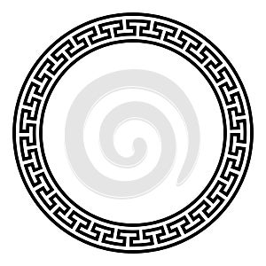Circle frame with simple meander pattern, Greek key border