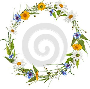 Circle frame from spring flowers