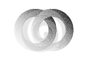 Circle frames grain pattern background. Black noise dots rings. Dotted vector