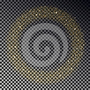 Circle of gold glitter sparkle vector. Star dust round, light effect. Bokeh background. Xmas stars w