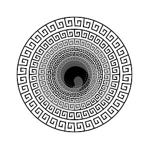 Circle greek pattern. Roman circles symbol. Outline greece ornament isolated white background. Round greec graphic design prints