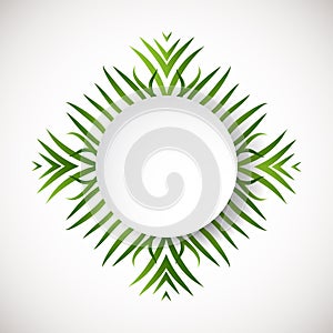 Circle green background. Ecology sign. Abstract r leaves in a circle shape