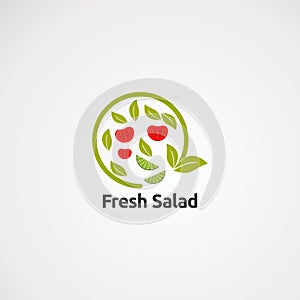 Circle green fresh salad logo vector, icon, element, and template for company