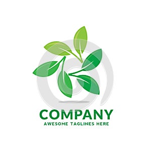 Circle green leaf ecology nature vector logo