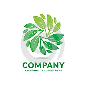 Circle green leaf ecology nature vector logo