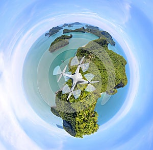 Circle Green planet, Panorama view of ang thong Island ,Archipelago in Thailand