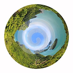 Circle Green planet, Panorama view of ang thong Island ,Archipelago in Thailand