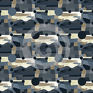 Circle grid and irregular backdrop seamless pattern