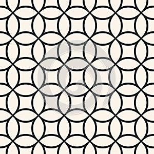 Circle grid pattern. Vector seamless texture with thin rounded lines, mesh, net, lattice.