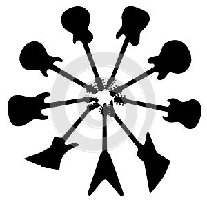 Circle Of Guitar Silhouettes