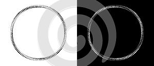 Circle with halftone black dots as advertising background or logo or icon. A black figure on a white background and an equally