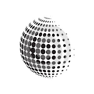 Circle halftone with dotts. Radial doted element. Logotype template