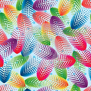 Circle halftone flower petal leaf colorful seamless pattern