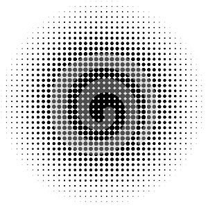 Circle halftone pattern / texture. Monochrome halftone dots.