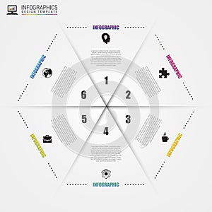 Circle hexagon infographic. Template for cycle diagram. Vector