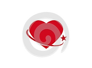 Circle holding heart with a star for logo