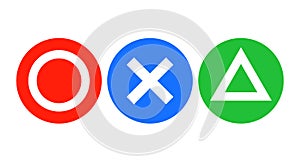 Circle icon and crossmark icon or triangle icon set. Vector.