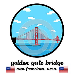 Circle Icon Golden Gate Bridge. vector illustration