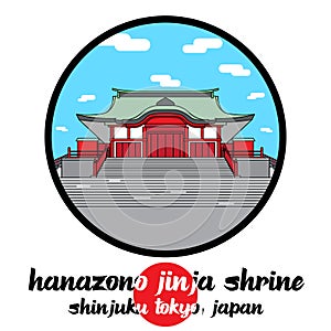 Circle icon Hanazono jinja Shrine. vector illustration