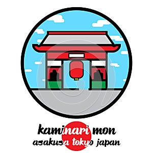 Circle icon Kaminari mon. vector illustration
