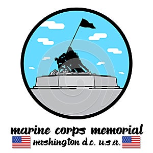 Circle Icon Statue of marine corp memorial in washington dc usa. vector icon.