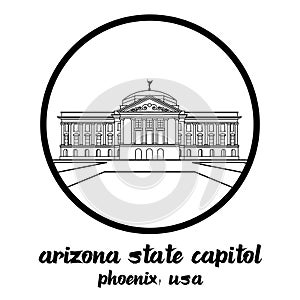 Circle Icon line Arizona State Capitol. vector illustration