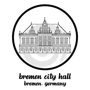 Circle Icon line Bremen City Hall. vector illustration