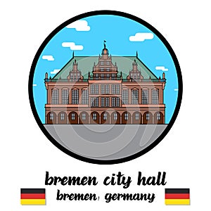 Circle Icon line Bremen City Hall. vector illustration