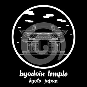 circle icon line Byodoin Temple. vector illustration