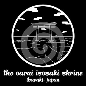 Circle Icon line The Oarai Isosaki Shrine Torii. vector illustration photo