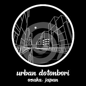 Circle icon line Urban Dotonbori. vector illustration