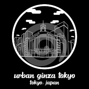 Circle icon line Urban Ginza Tokyo Japan. vector illustration