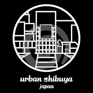 Circle icon line urban shibuya. vector illustration