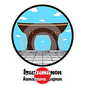 Circle Icon Tsuzumimon in Kanazawa Japan. vector illustration