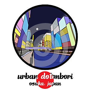 Circle icon Urban Dotonbori. vector illustration