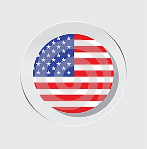 Circle icon vector illustration of a usa country flag
