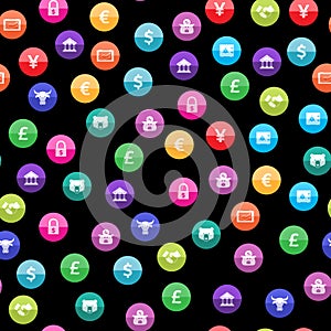 Circle Icons - Finance seamless pattern.