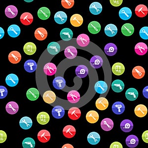 Circle Icons - Hand Tools seamless pattern.